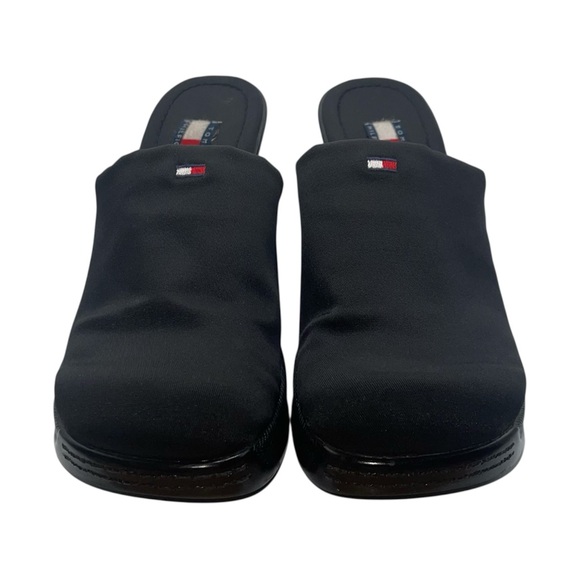 Tommy Hilfiger Women's Black Slip-On‎ Mules Size 9 US Y2K Vintage Chunky Wedges - Picture 7 of 13